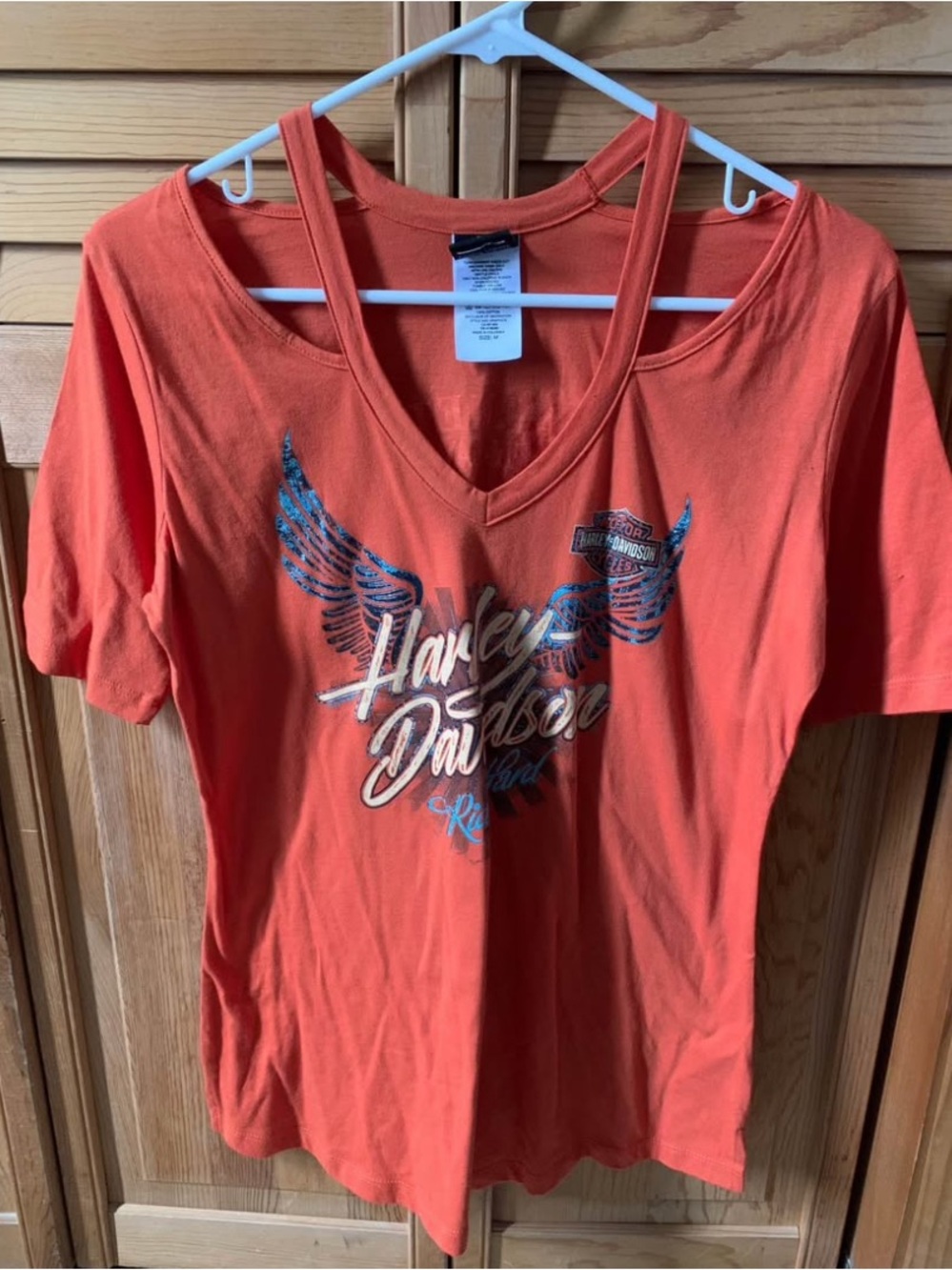 Women’s Harley-Davidson Womens Orange V-Neck Graphic Tee